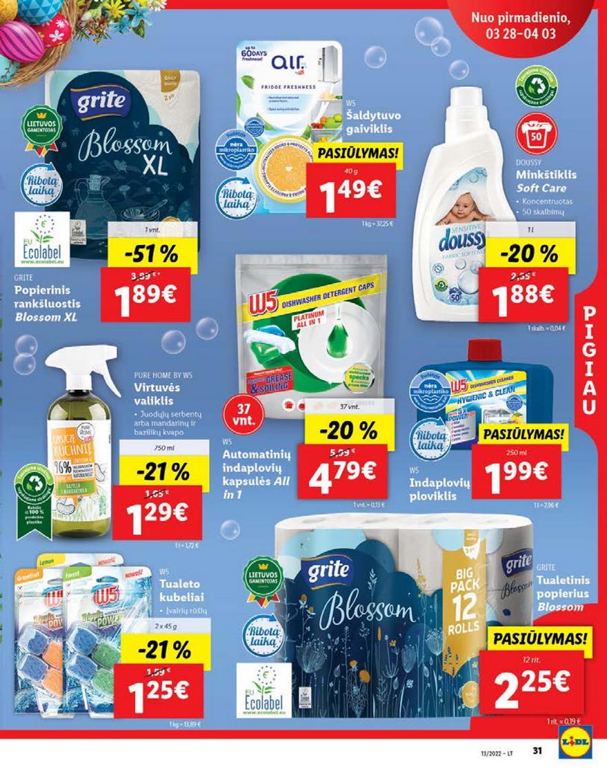 Lidl maisto prekių pasiūlymai akcijos nuo 
  2022-03-28 iki 
  2022-04-03 | Leidinukas.lt puslapis 31