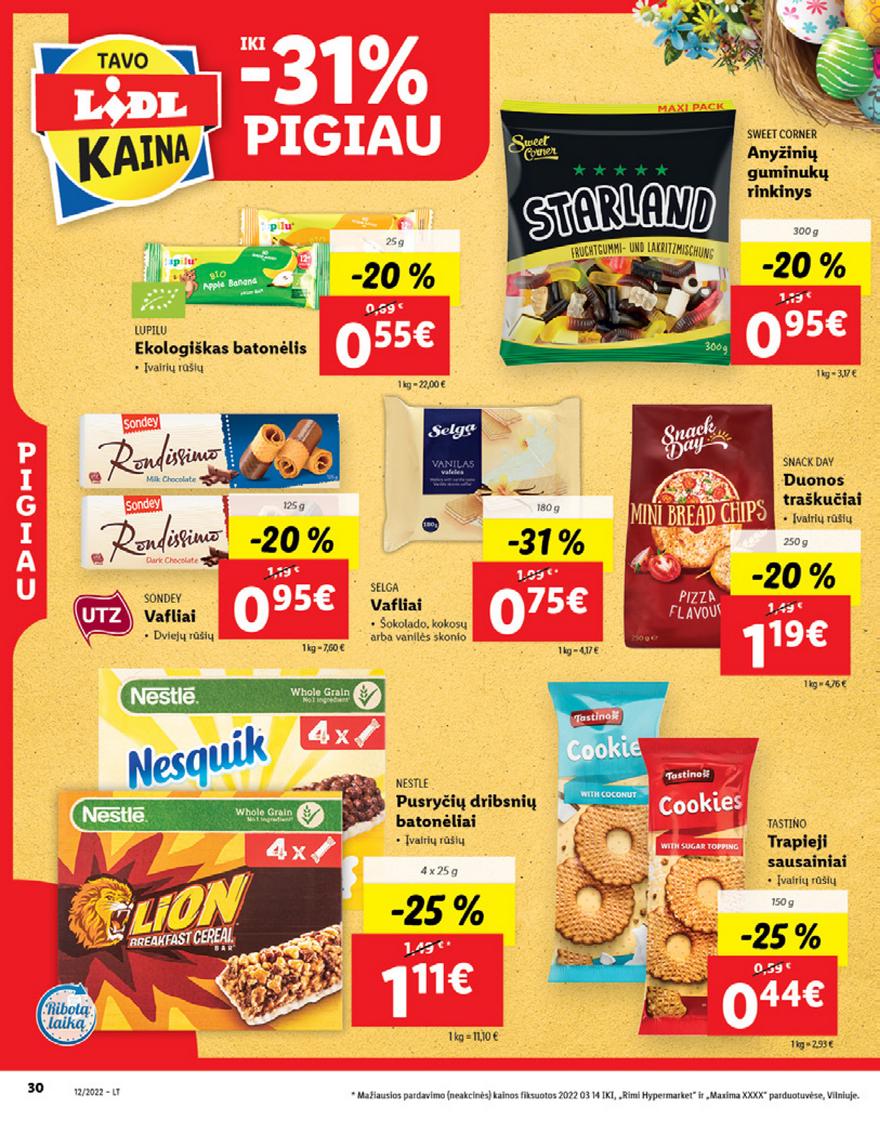 Lidl maisto prekių pasiūlymai akcijos nuo 
  2022-03-21 iki 
  2022-03-27 | Leidinukas.lt puslapis 30