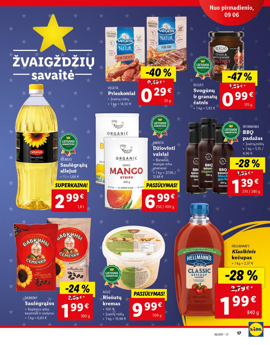 Lidl maisto prekių pasiūlymai akcijos nuo 
  2021-09-06 iki 
  2021-09-12 | Leidinukas.lt puslapis 17