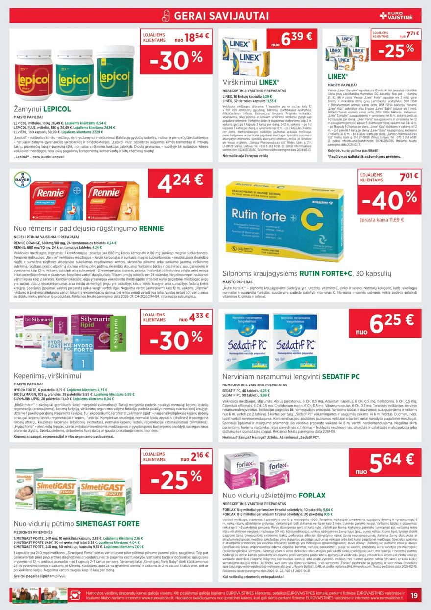 Euro vaistinė katalogas akcijos nuo 
  2026-02-01 iki 
  2026-02-28 | Leidinukas.lt puslapis 19