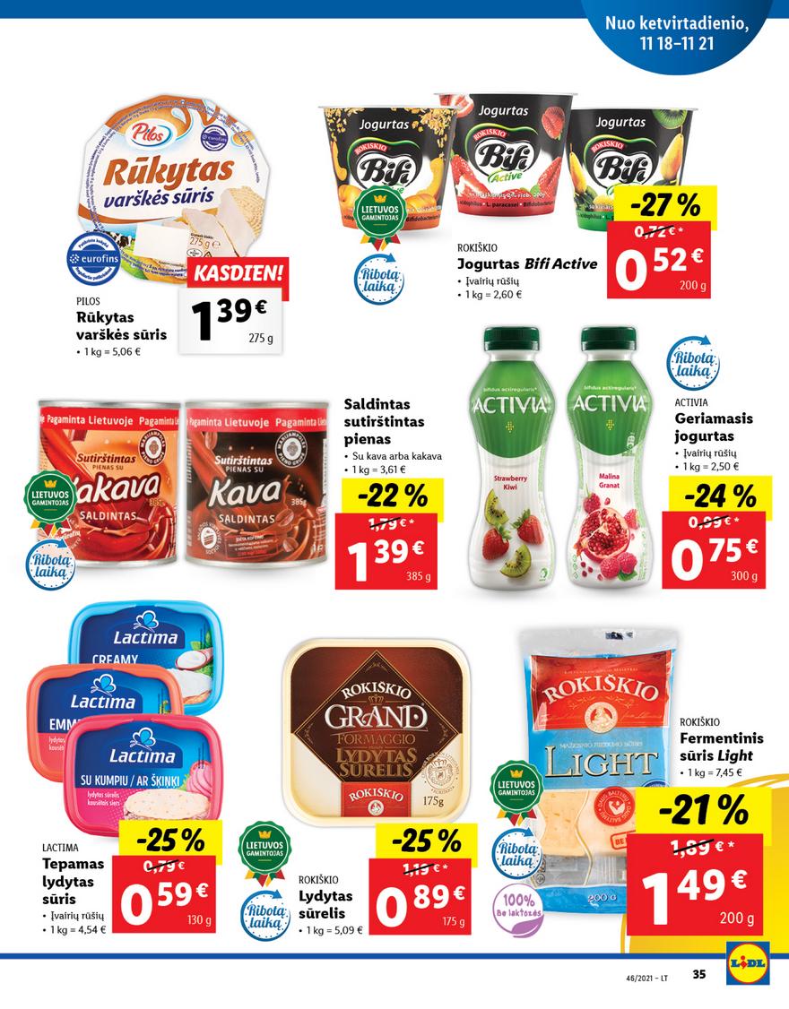 Lidl maisto prekių pasiūlymai akcijos nuo 
  2021-11-15 iki 
  2021-11-21 | Leidinukas.lt puslapis 35