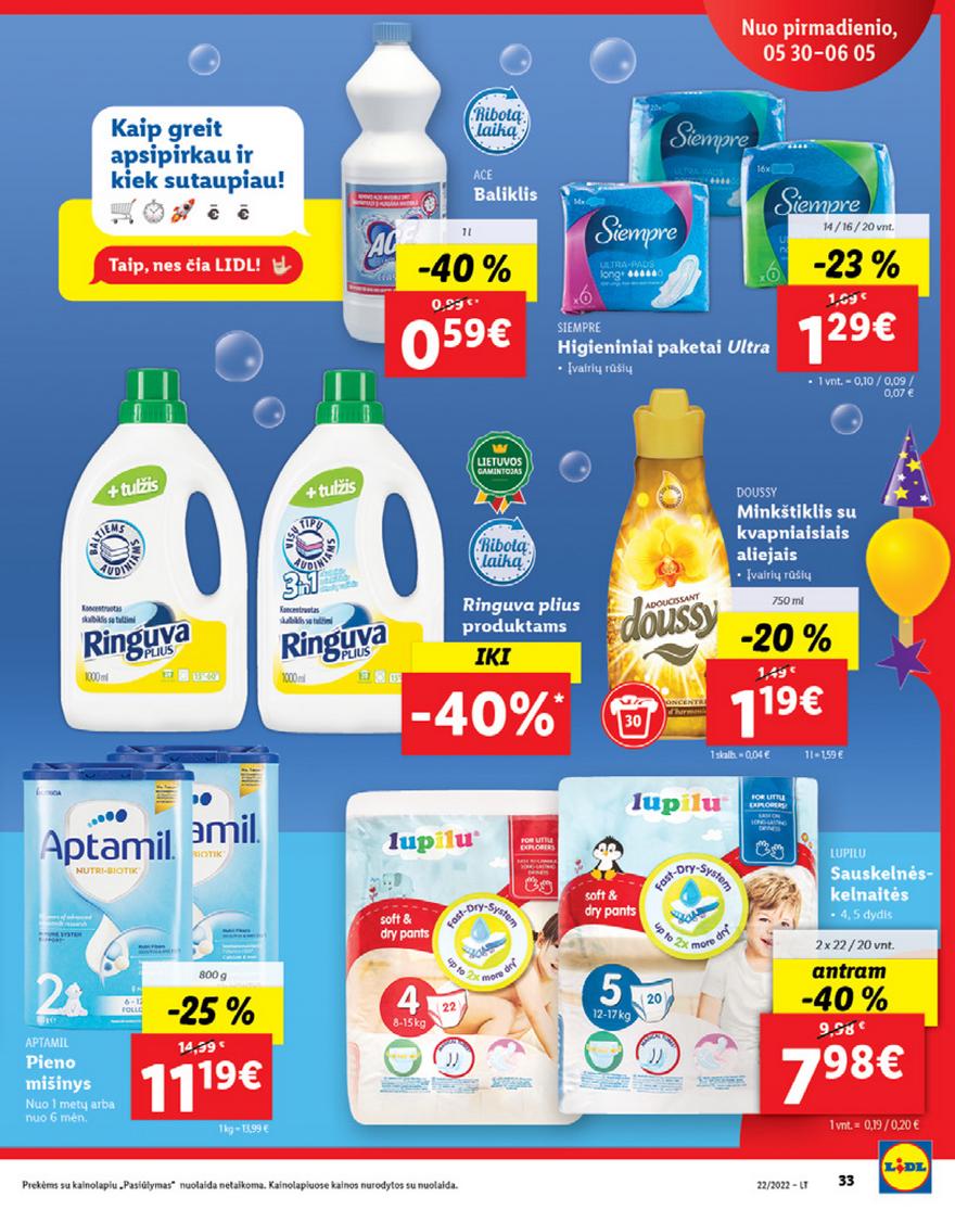 Lidl maisto prekių pasiūlymai akcijos nuo 
  2022-05-30 iki 
  2022-06-05 | Leidinukas.lt puslapis 33