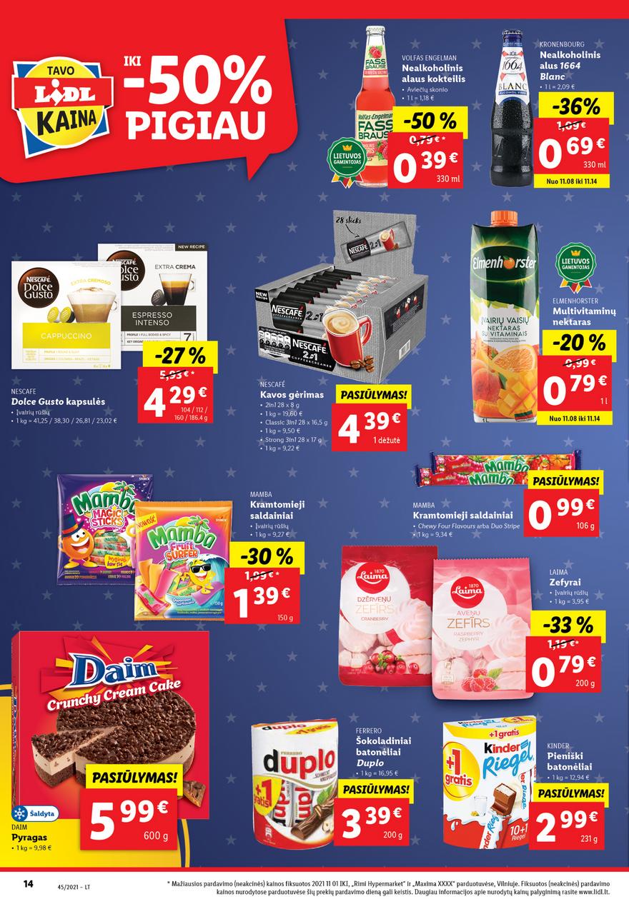 Lidl maisto prekių pasiūlymai akcijos nuo 
  2021-11-08 iki 
  2021-11-14 | Leidinukas.lt puslapis 14