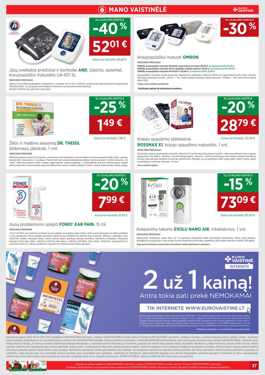 Euro vaistinė leidinys akcijos nuo 
  2022-08-01 iki 
  2022-08-31 | Leidinukas.lt puslapis 37