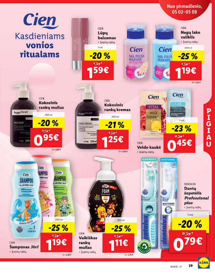 Lidl maisto prekių pasiūlymai akcijos nuo 
  2022-05-02 iki 
  2022-05-08 | Leidinukas.lt puslapis 29