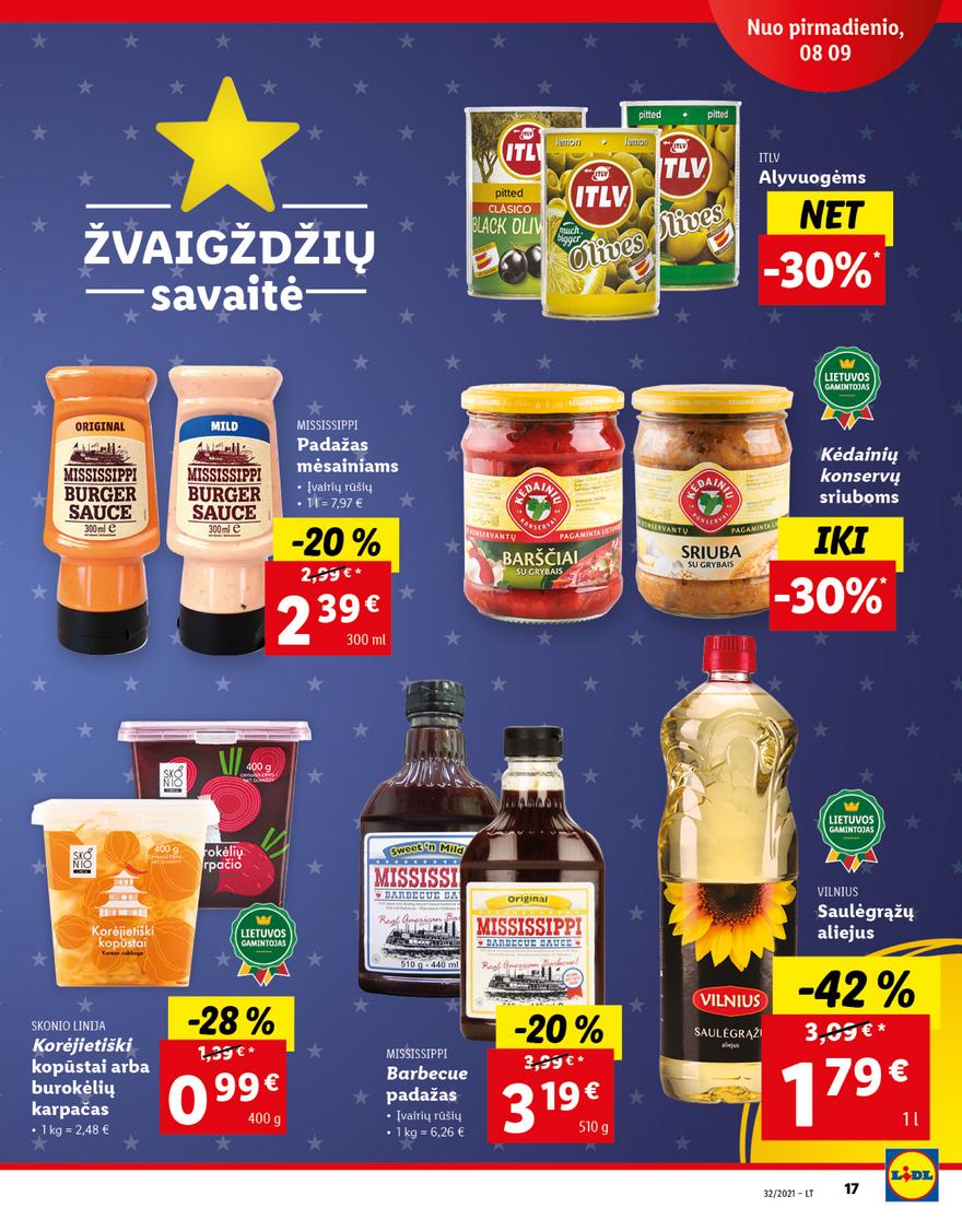 Lidl maisto prekių pasiūlymai akcijos nuo 
  2021-08-09 iki 
  2021-08-15 | Leidinukas.lt puslapis 17