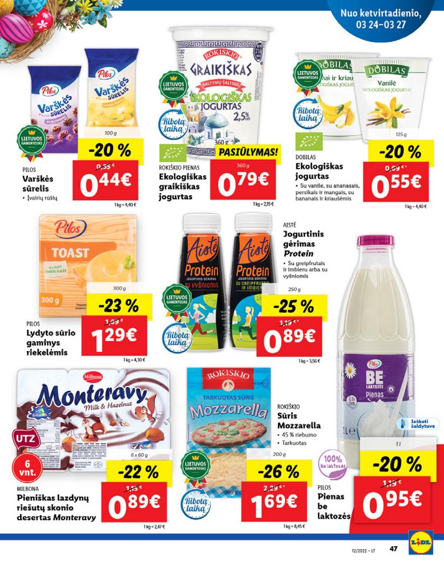 Lidl maisto prekių pasiūlymai akcijos nuo 
  2022-03-21 iki 
  2022-03-27 | Leidinukas.lt puslapis 47