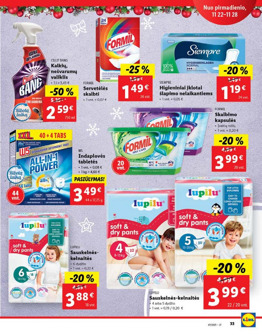 Lidl pasiūlymai akcijos nuo 
  2021-11-22 iki 
  2021-11-28 | Leidinukas.lt puslapis 33