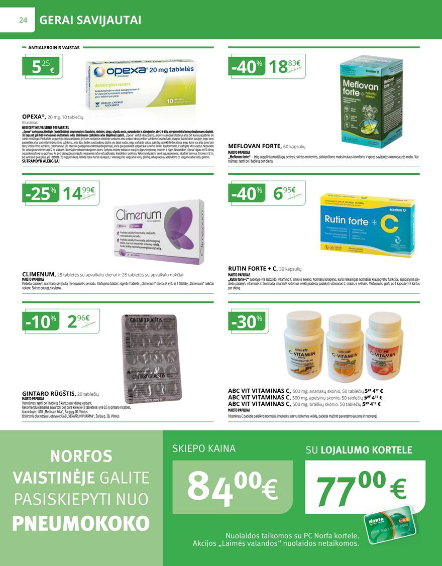 Norfos vaistinės leidinys akcijos nuo 
  2025-08-01 iki 
  2025-08-31 | Leidinukas.lt puslapis 24