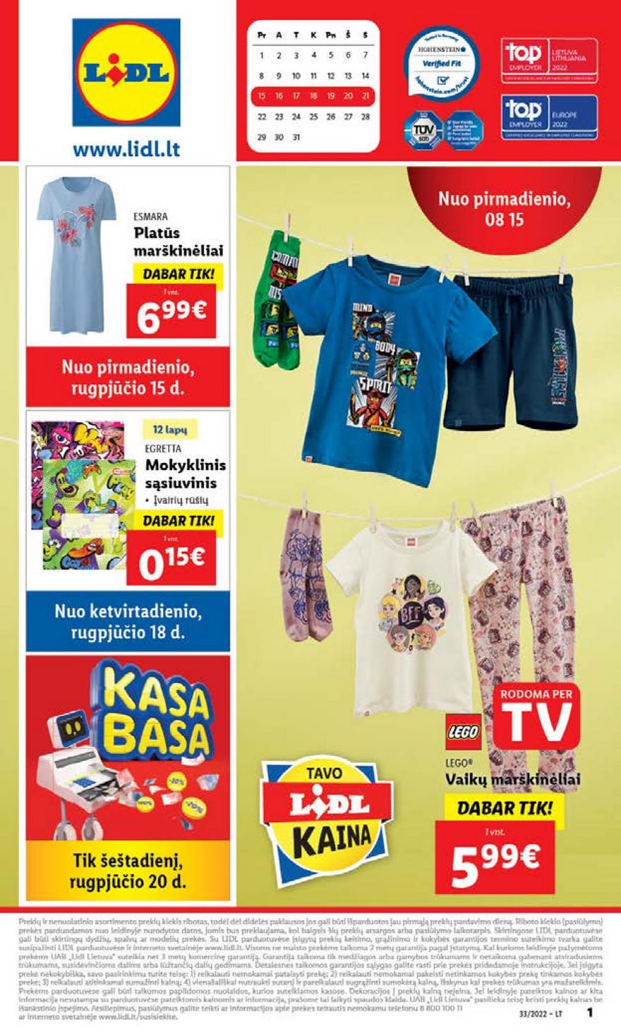 Lidl pasiūlymai akcijos nuo 
  2022-08-15 iki 
  2022-08-21 | Leidinukas.lt puslapis 1