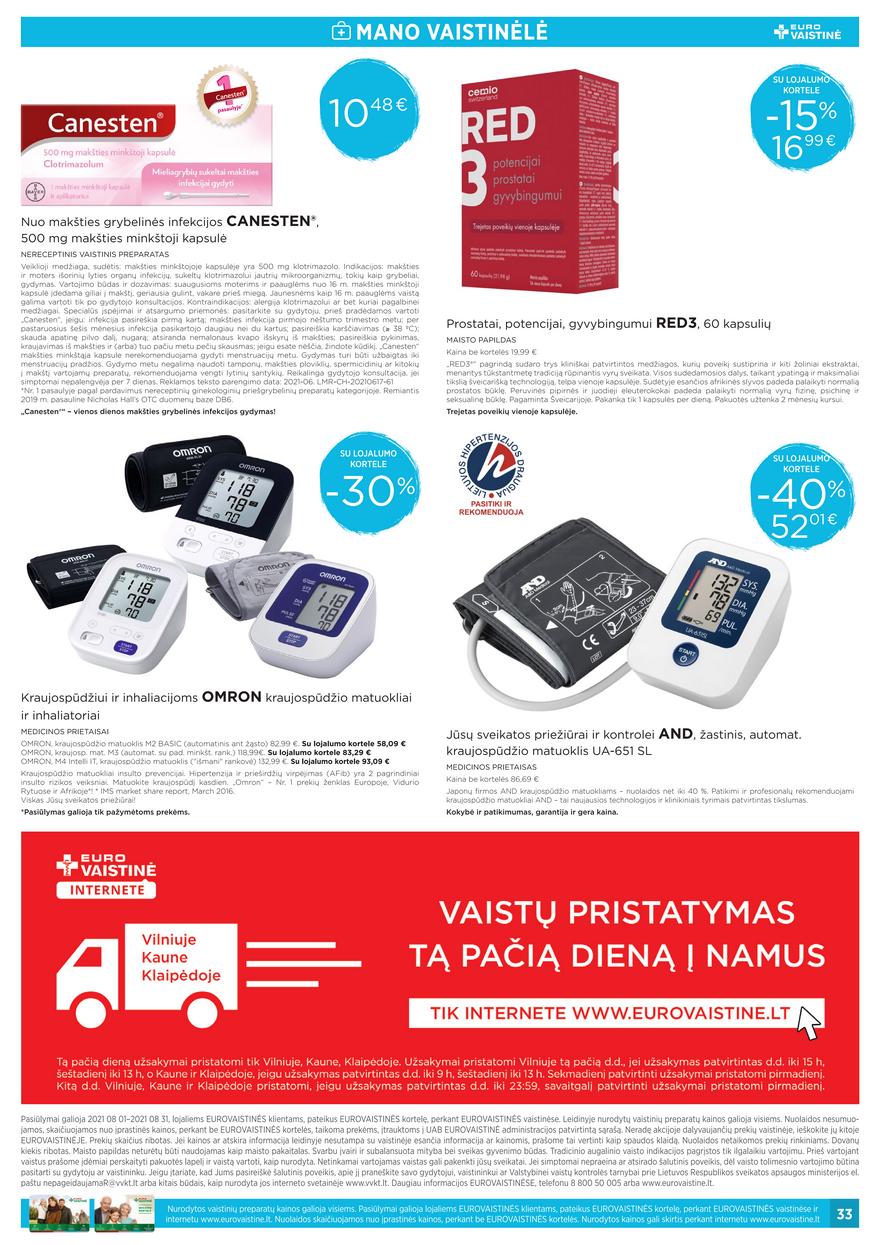 Euro vaistinė leidinys akcijos nuo 
  2021-08-01 iki 
  2021-08-31 | Leidinukas.lt puslapis 33