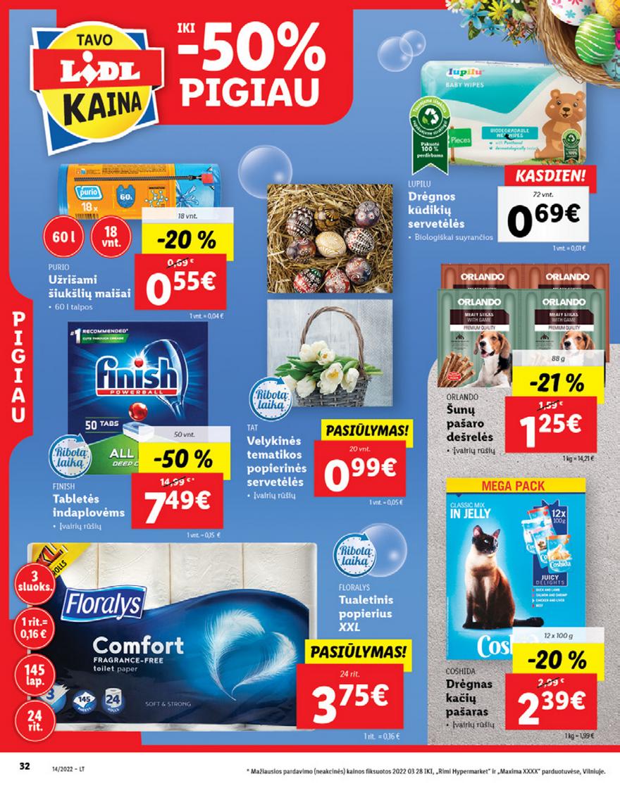 Lidl maisto prekių pasiūlymai akcijos nuo 
  2022-04-04 iki 
  2022-04-10 | Leidinukas.lt puslapis 32