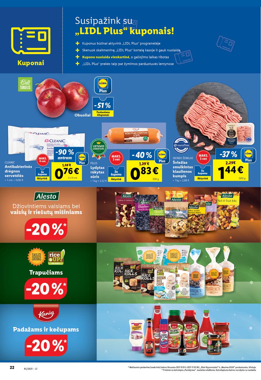 Lidl maisto prekių pasiūlymai akcijos nuo 
  2021-11-08 iki 
  2021-11-14 | Leidinukas.lt puslapis 22