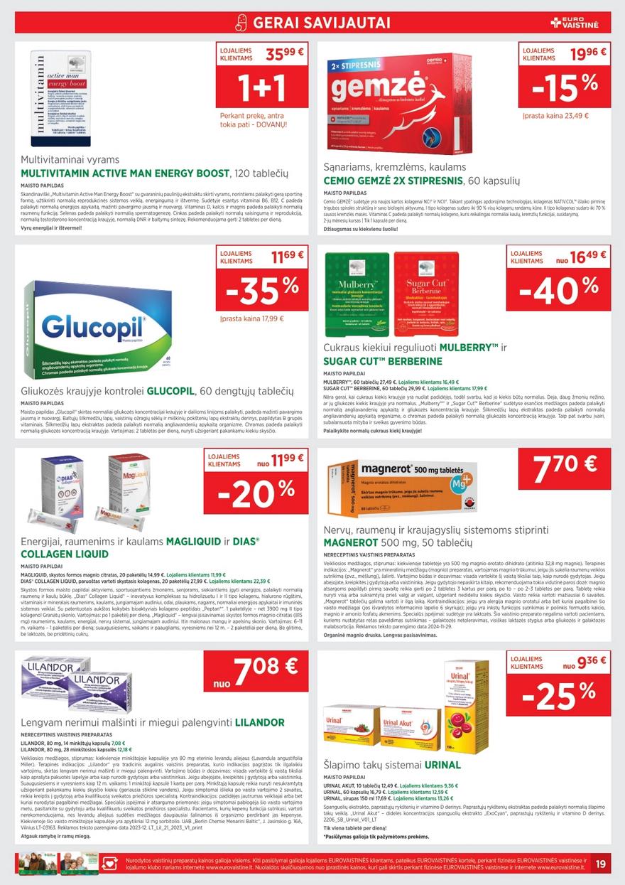 Euro vaistinė katalogas akcijos nuo 
  2025-11-01 iki 
  2025-11-30 | Leidinukas.lt puslapis 19