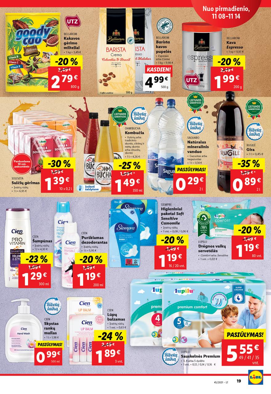 Lidl maisto prekių pasiūlymai akcijos nuo 
  2021-11-08 iki 
  2021-11-14 | Leidinukas.lt puslapis 19
