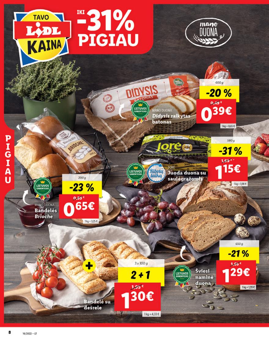 Lidl maisto prekių pasiūlymai akcijos nuo 
  2022-04-18 iki 
  2022-04-24 | Leidinukas.lt puslapis 8