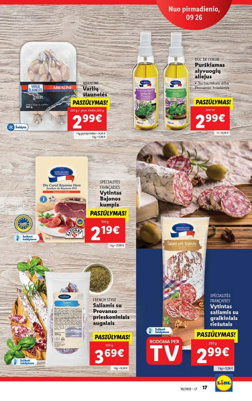 Lidl maisto prekių pasiūlymai akcijos nuo 
  2022-09-26 iki 
  2022-10-02 | Leidinukas.lt puslapis 17