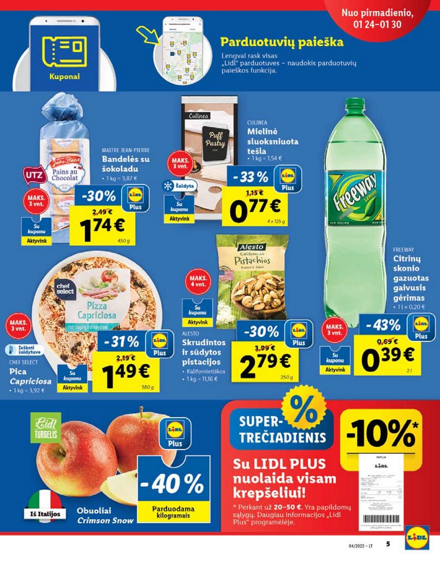 Lidl pasiūlymai akcijos nuo 
  2022-01-24 iki 
  2022-01-30 | Leidinukas.lt puslapis 5