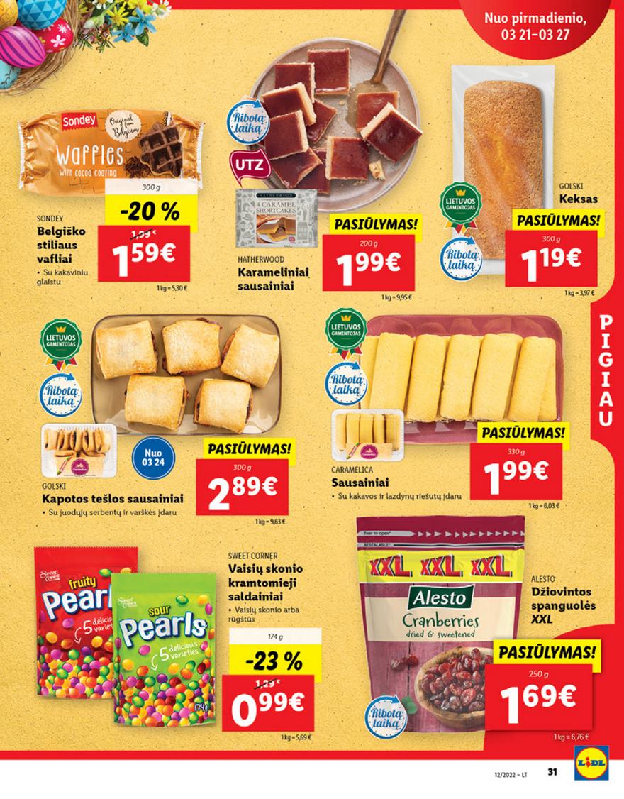 Lidl maisto prekių pasiūlymai akcijos nuo 
  2022-03-21 iki 
  2022-03-27 | Leidinukas.lt puslapis 31
