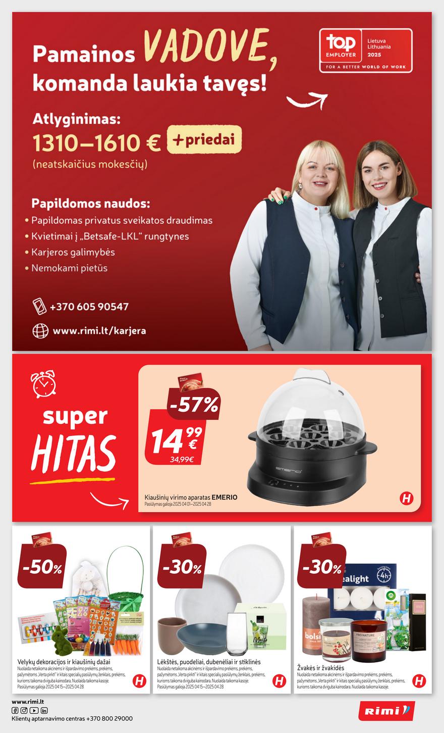 Rimi savaitinis leidinys 16 akcijos nuo 
  2025-04-15 iki 
  2025-04-21 | Leidinukas.lt puslapis 37