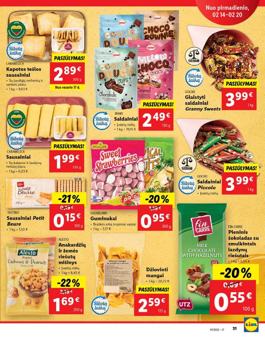 Lidl maisto prekių pasiūlymai akcijos nuo 
  2022-02-14 iki 
  2022-02-20 | Leidinukas.lt puslapis 31