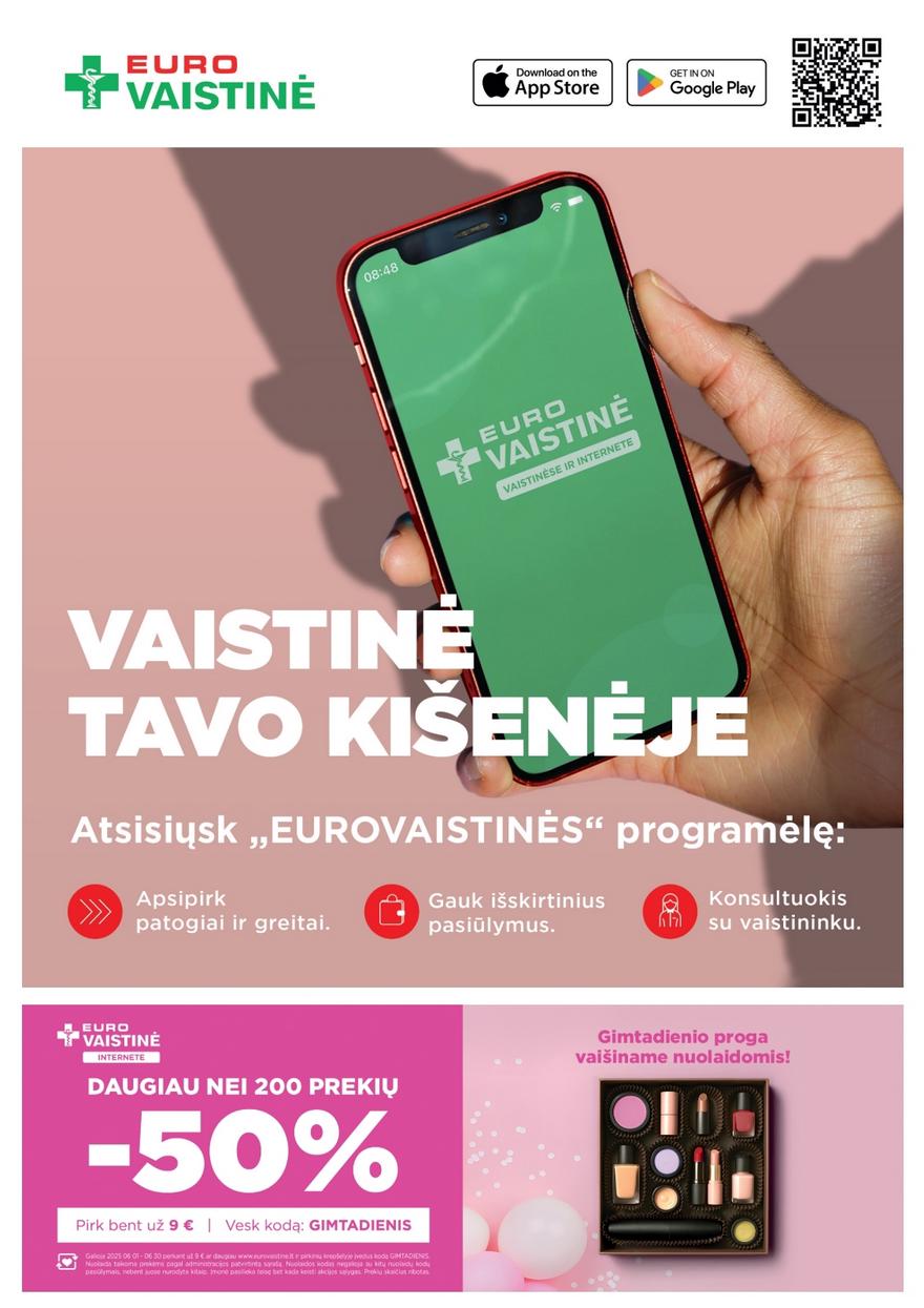 Euro vaistinė katalogas akcijos nuo 
  2025-06-01 iki 
  2025-06-30 | Leidinukas.lt puslapis 38