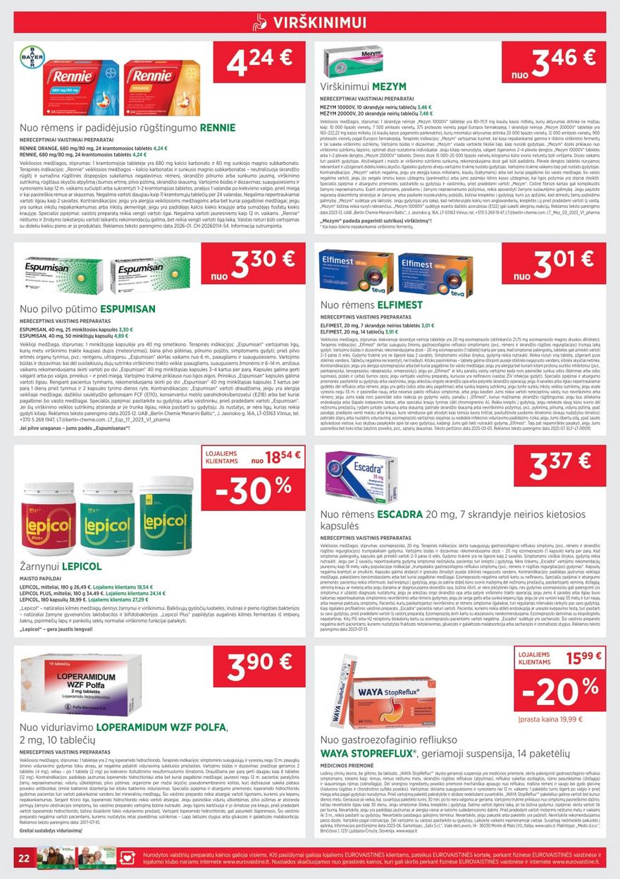 Euro vaistinė katalogas akcijos nuo 
  2026-04-01 iki 
  2026-04-30 | Leidinukas.lt puslapis 22