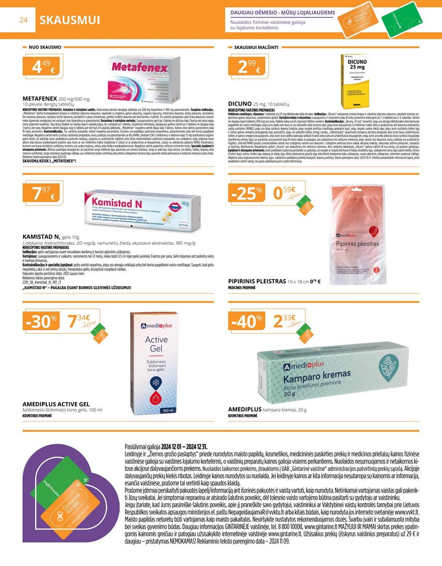 Gintarinės vaistinės leidinys akcijos nuo 
  2024-12-01 iki 
  2024-12-31 | Leidinukas.lt puslapis 24