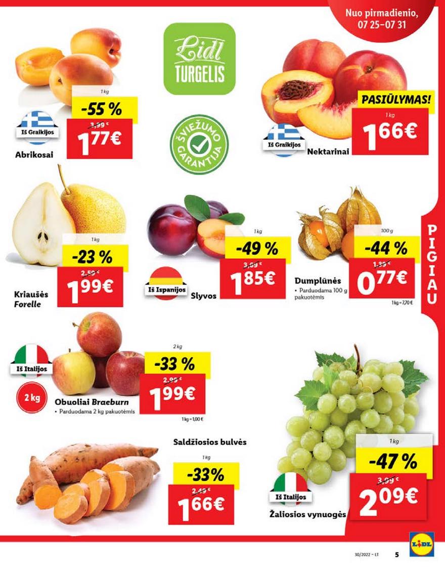 Lidl maisto prekių leidinys akcijos nuo 
  2022-07-25 iki 
  2022-07-31 | Leidinukas.lt puslapis 5