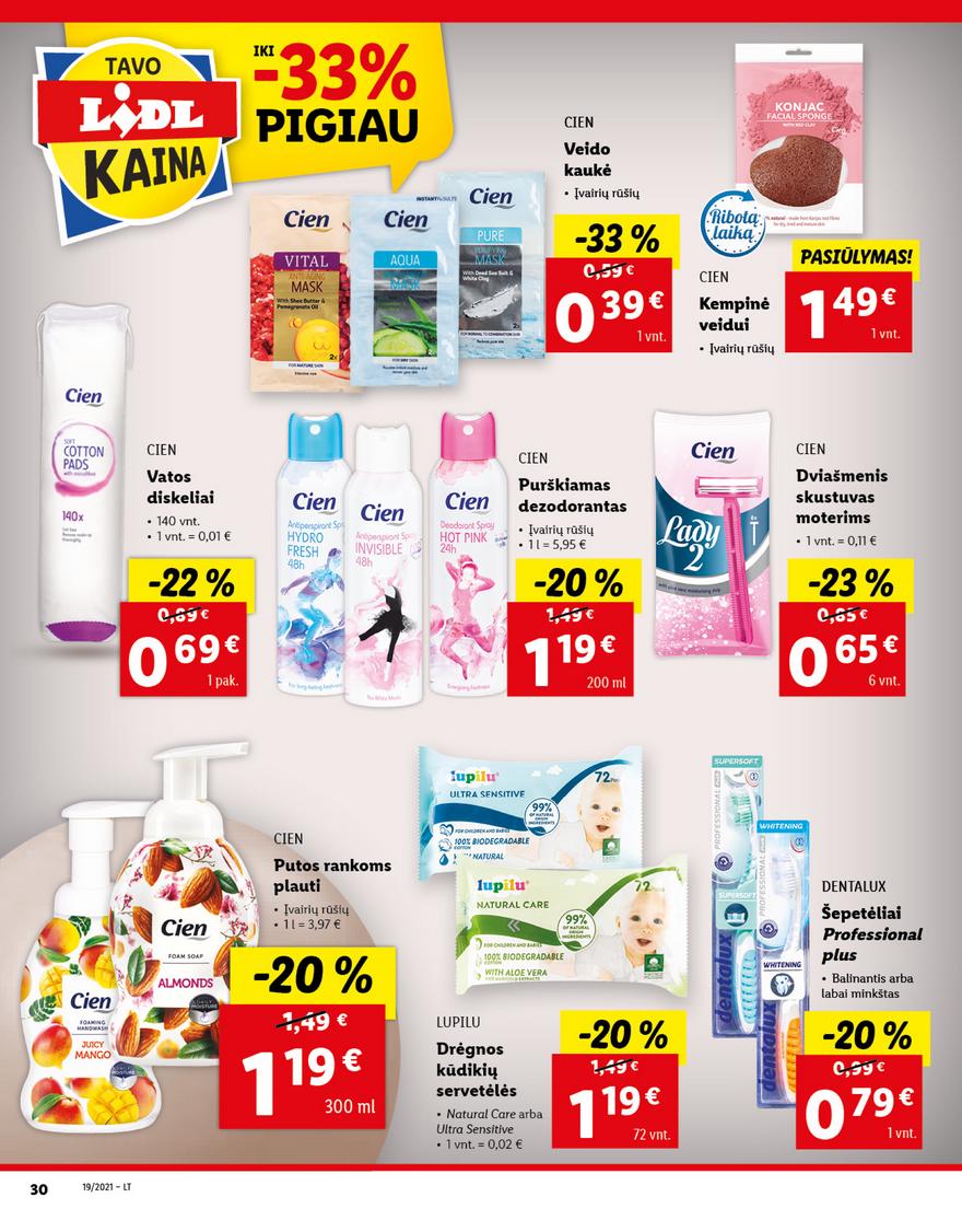 Lidl maisto prekių pasiūlymai akcijos nuo 
  2021-05-10 iki 
  2021-05-16 | Leidinukas.lt puslapis 30