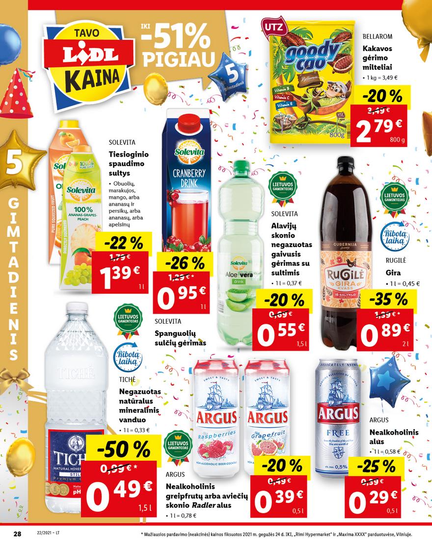 Lidl maisto prekių pasiūlymai akcijos nuo 
  2021-05-31 iki 
  2021-06-06 | Leidinukas.lt puslapis 28