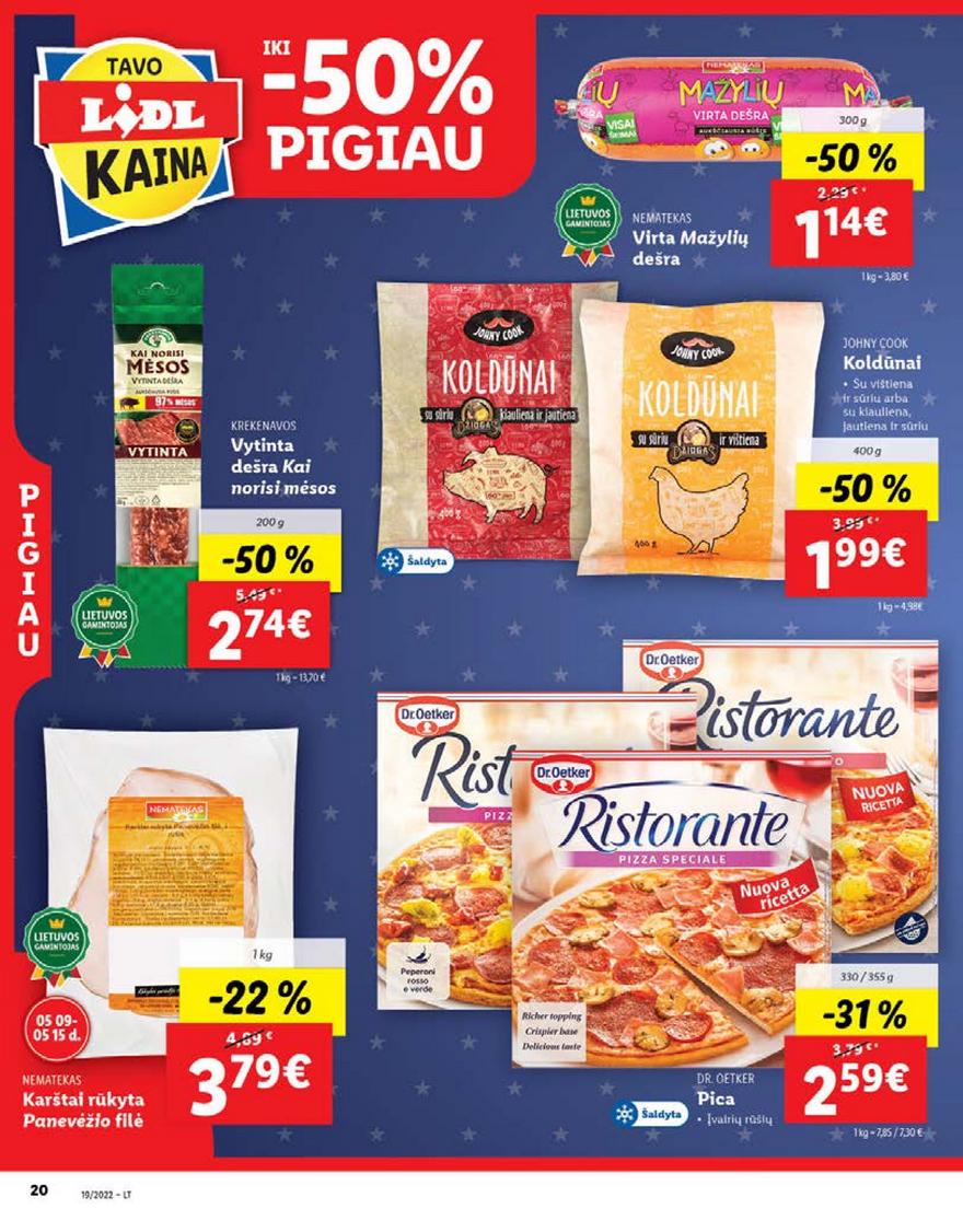 Lidl maisto prekių pasiūlymai akcijos nuo 
  2022-05-09 iki 
  2022-05-15 | Leidinukas.lt puslapis 20