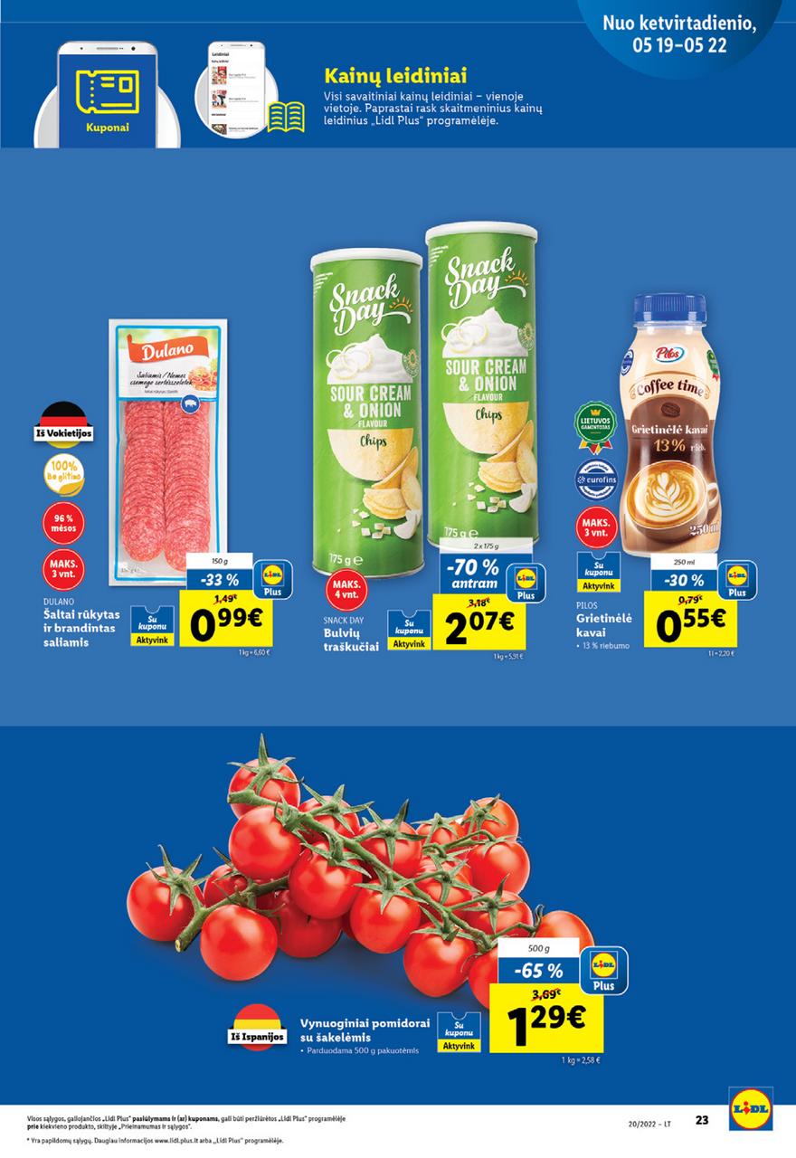 Lidl maisto prekių pasiūlymai akcijos nuo 
  2022-05-16 iki 
  2022-05-22 | Leidinukas.lt puslapis 23